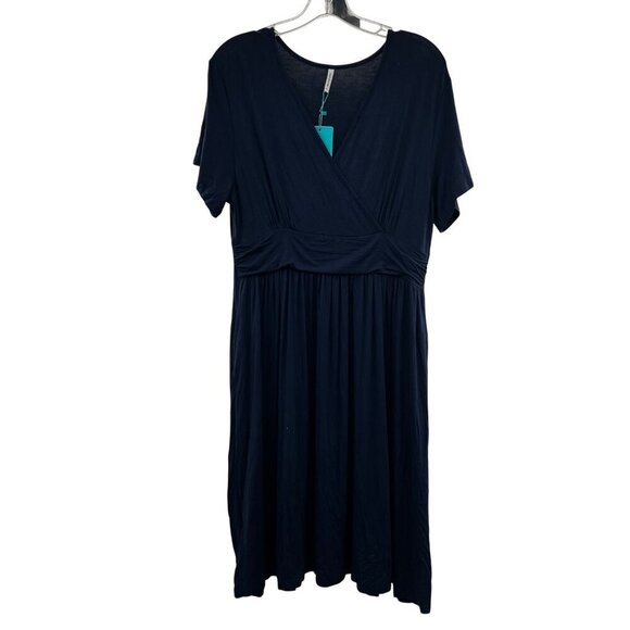 POPYYOUNG Women's Short Sleeve A-Line Dress Navy Size XL New - Picture 1 of 9